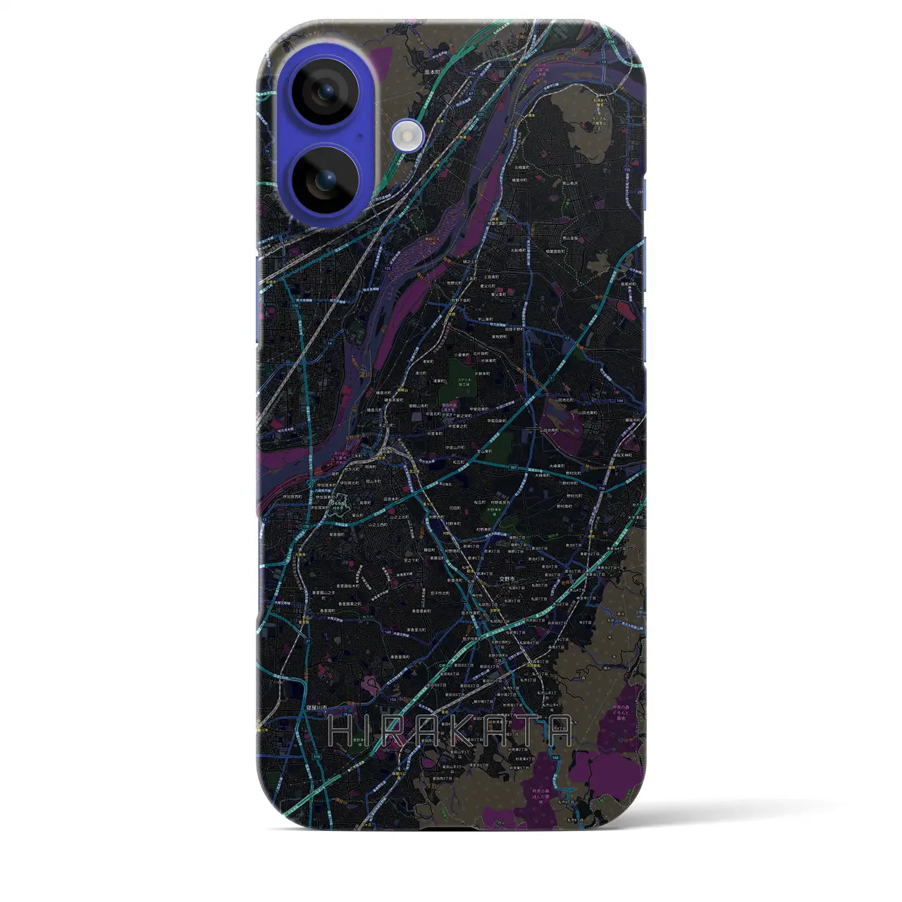 【枚方(大阪府)】地図柄iPhoneケース(バックカバータイプ)