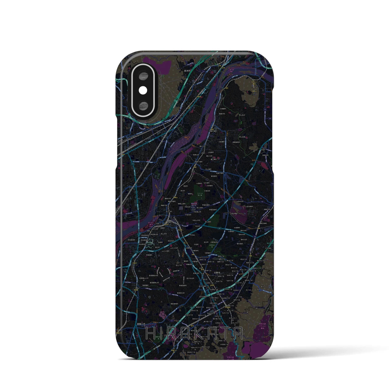 【枚方(大阪府)】地図柄iPhoneケース(バックカバータイプ)