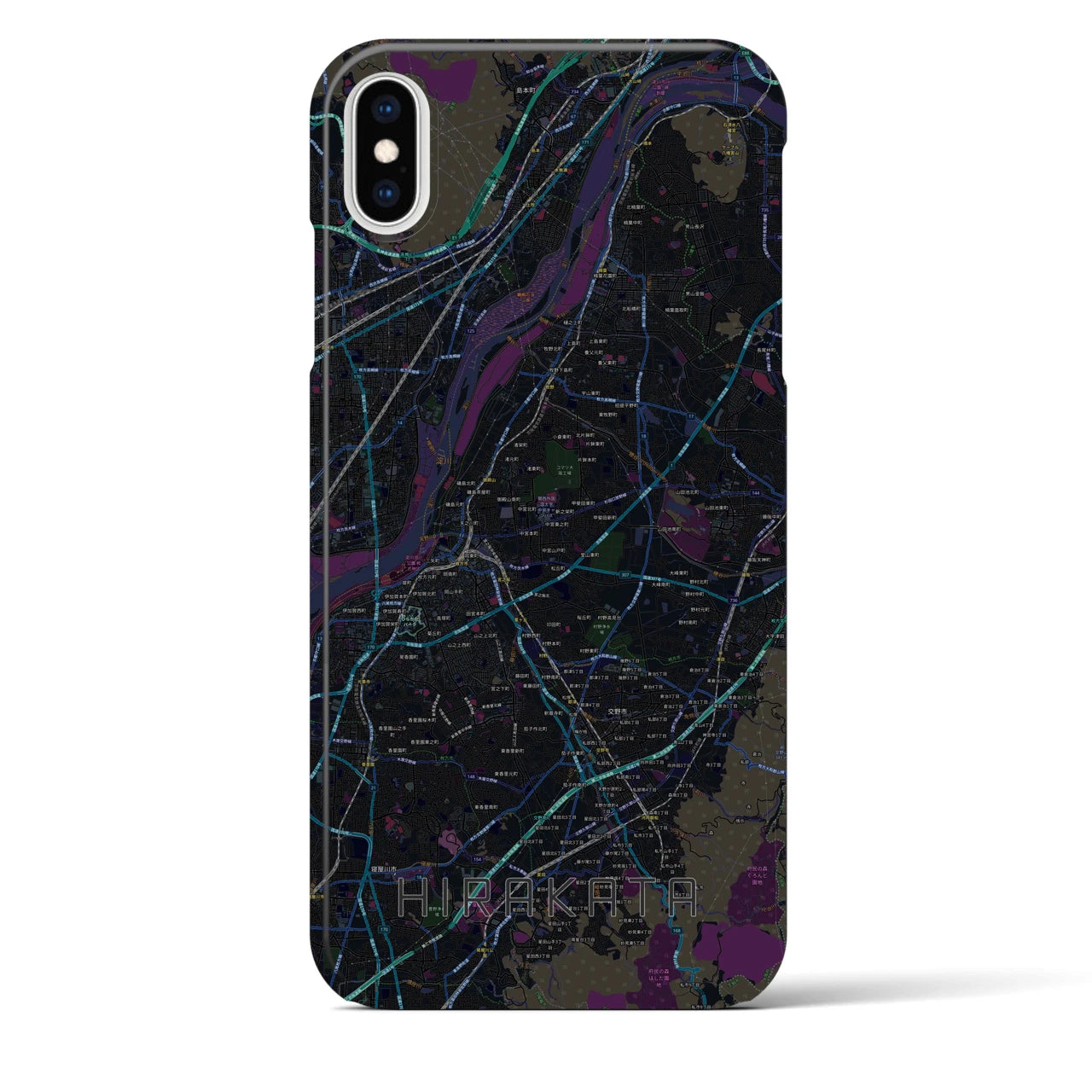 【枚方(大阪府)】地図柄iPhoneケース(バックカバータイプ)