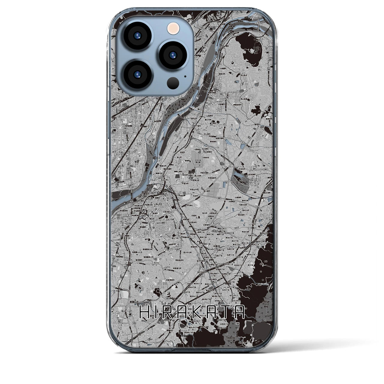 【枚方(大阪府)】地図柄iPhoneケース(クリアタイプ)