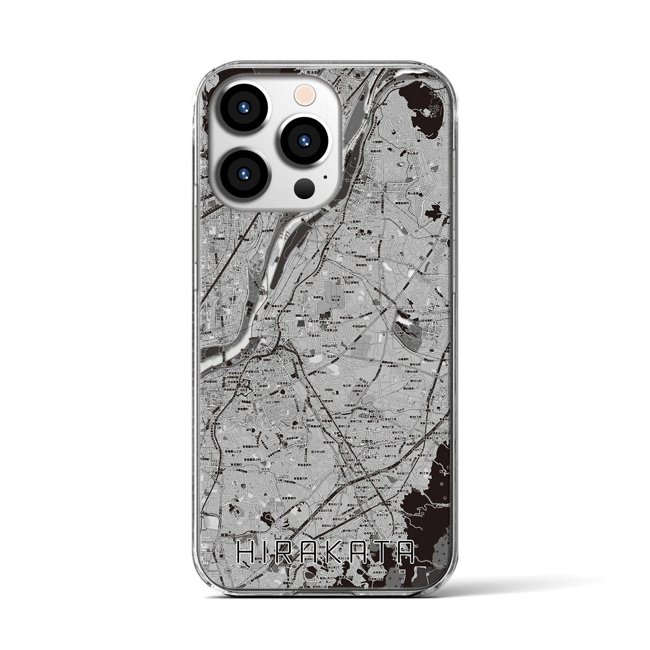 【枚方(大阪府)】地図柄iPhoneケース(クリアタイプ)