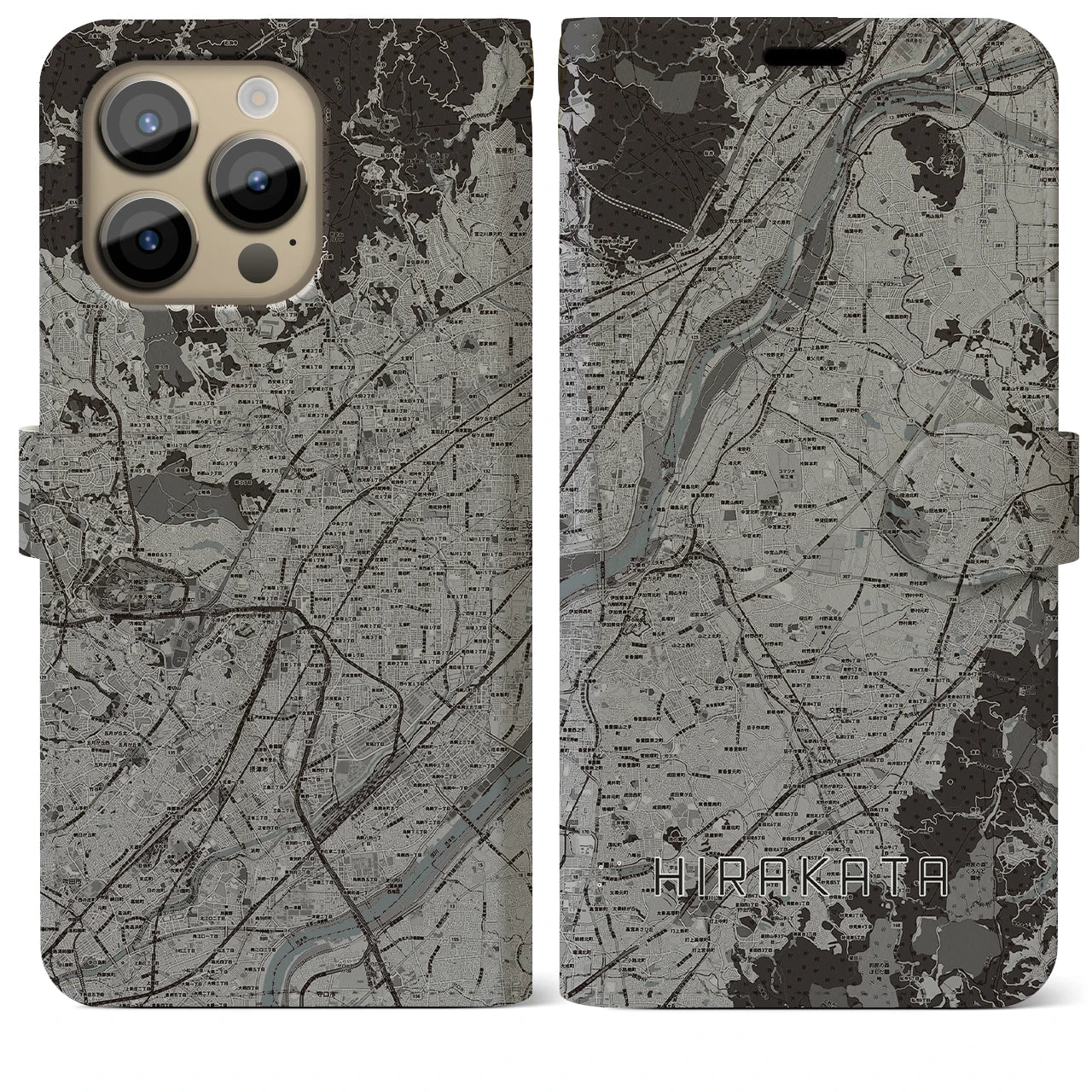 【枚方(大阪府)】地図柄iPhoneケース(手帳タイプ)