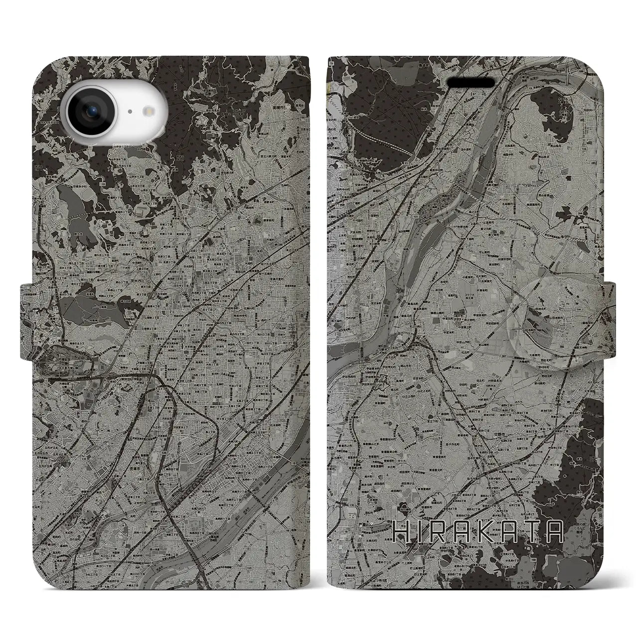 【枚方(大阪府)】地図柄iPhoneケース(手帳タイプ)