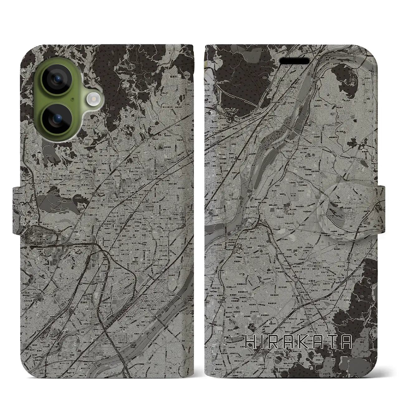 【枚方(大阪府)】地図柄iPhoneケース(手帳タイプ)