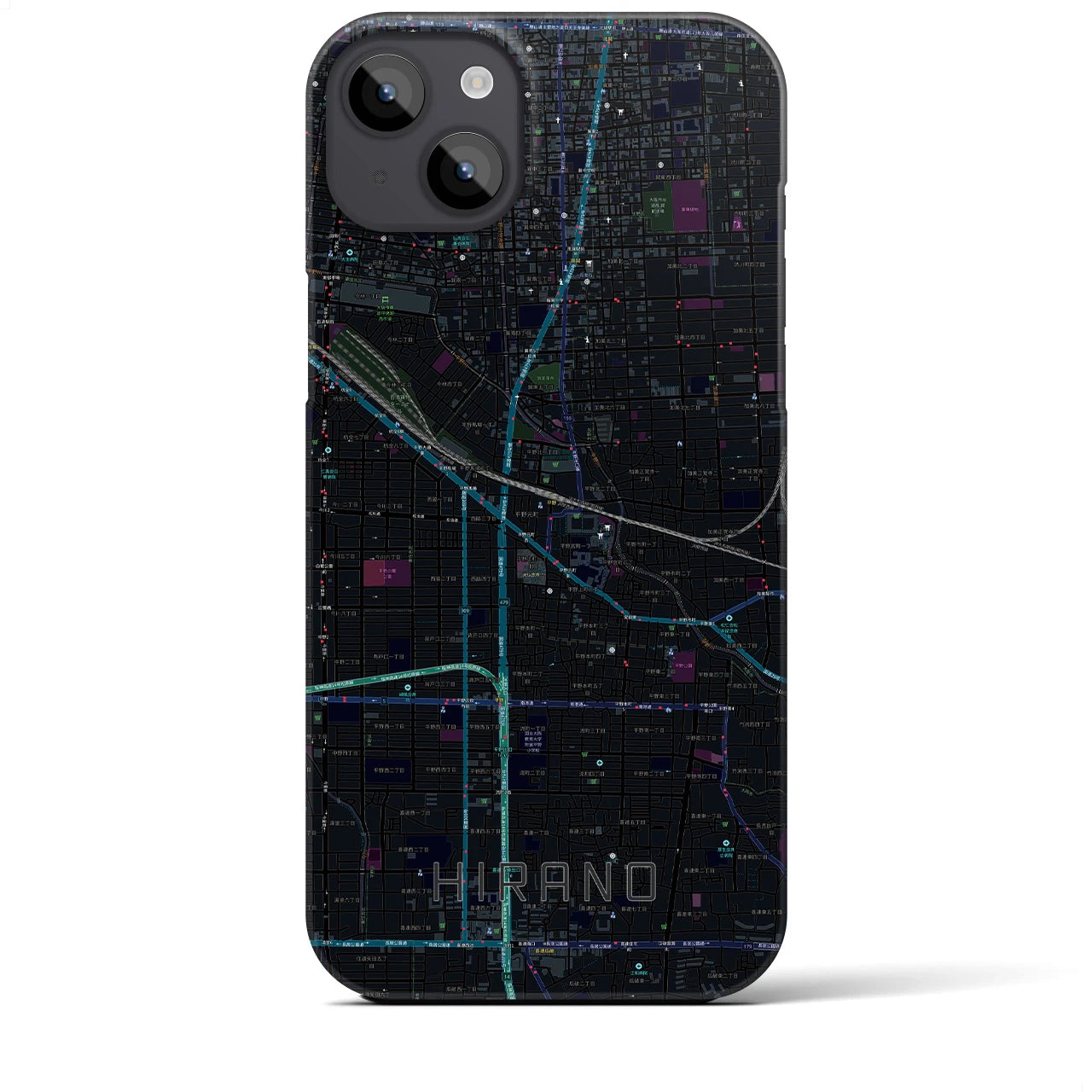 【平野(大阪府)】地図柄iPhoneケース(バックカバータイプ)