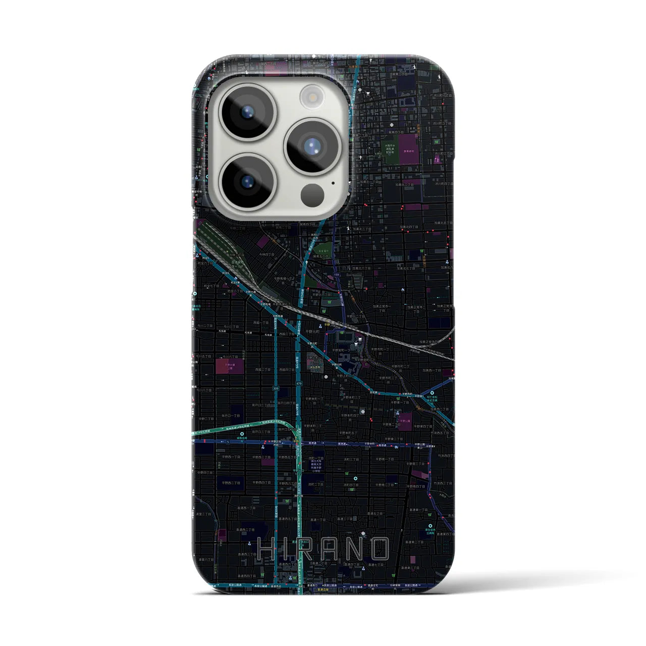 【平野(大阪府)】地図柄iPhoneケース(バックカバータイプ)