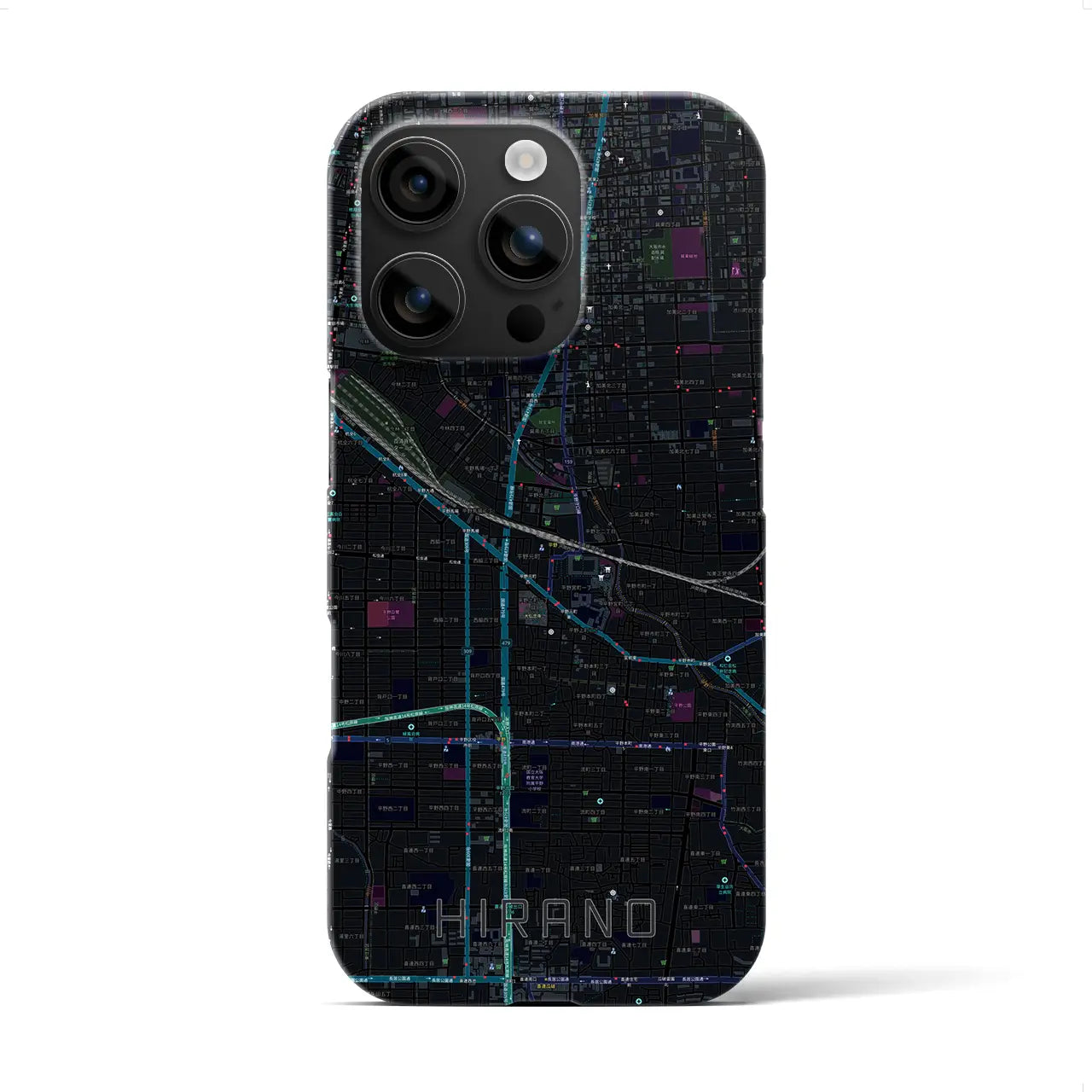 【平野(大阪府)】地図柄iPhoneケース(バックカバータイプ)