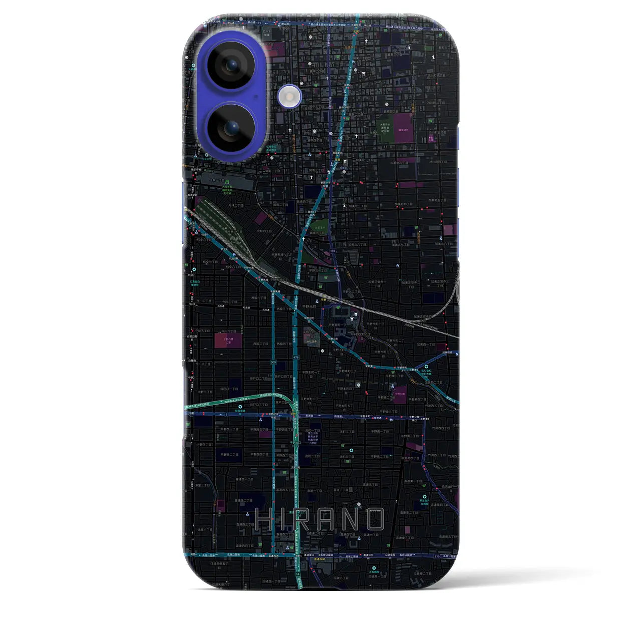 【平野(大阪府)】地図柄iPhoneケース(バックカバータイプ)