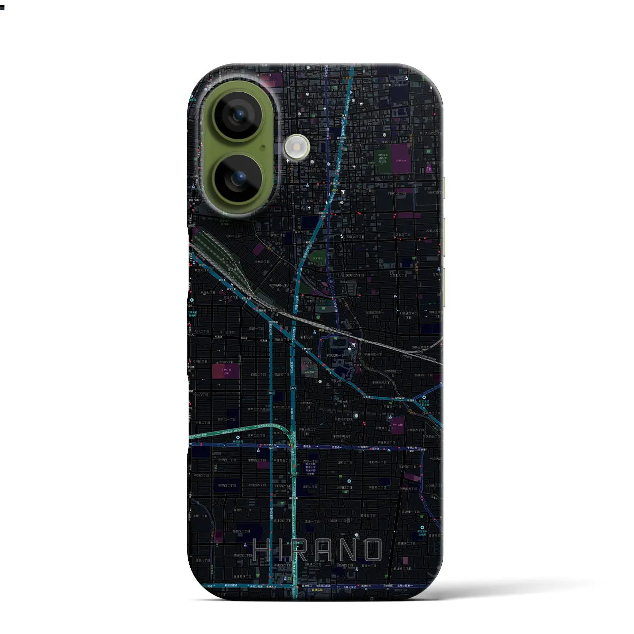 【平野(大阪府)】地図柄iPhoneケース(バックカバータイプ)