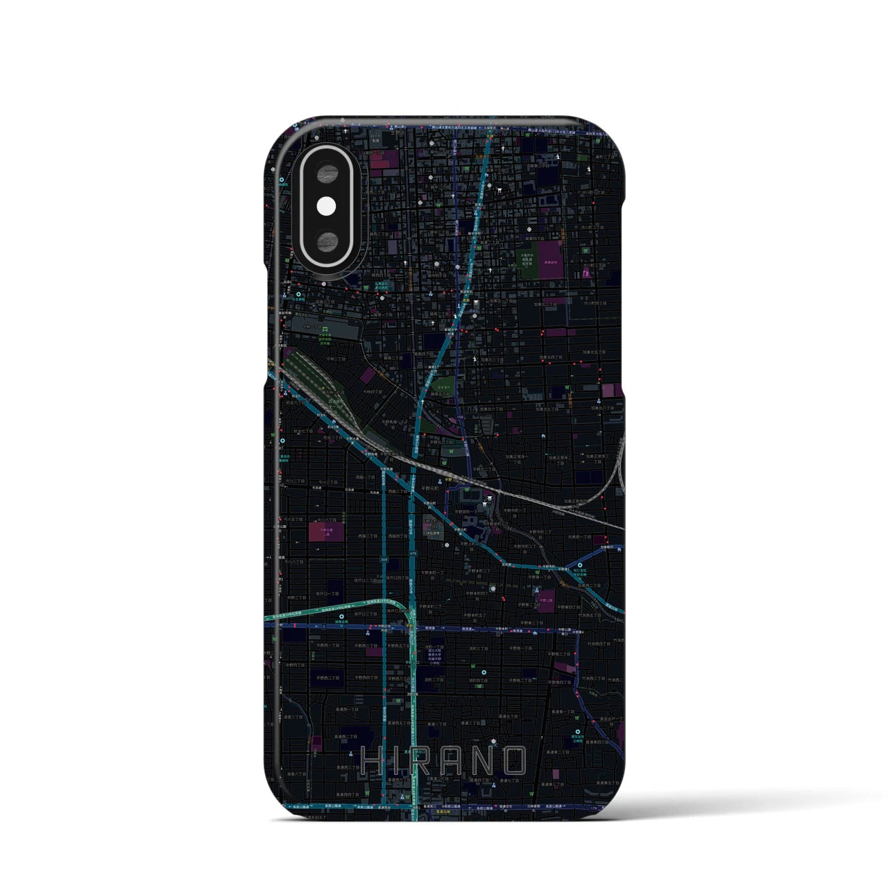 【平野(大阪府)】地図柄iPhoneケース(バックカバータイプ)