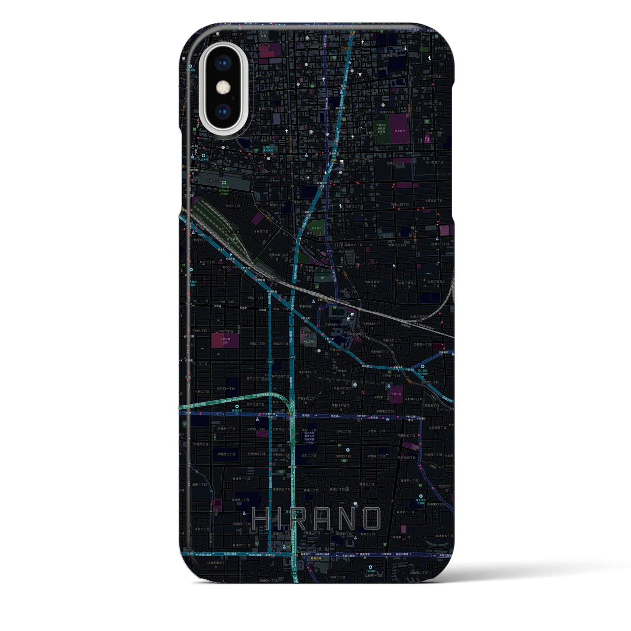 【平野(大阪府)】地図柄iPhoneケース(バックカバータイプ)