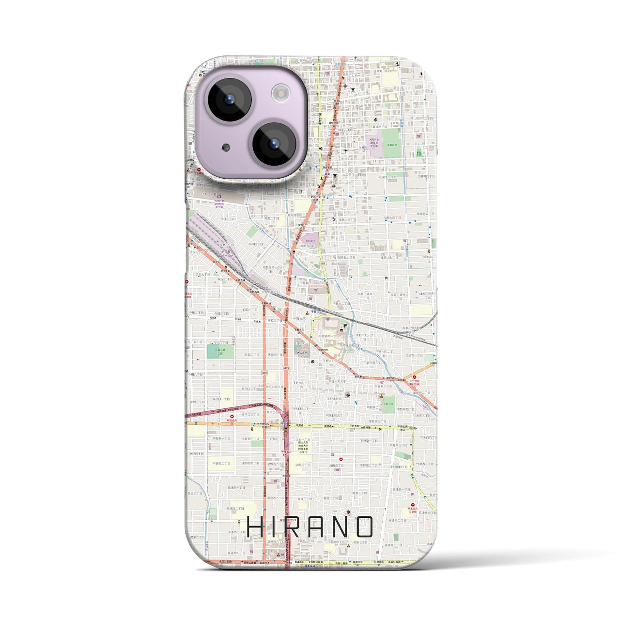 【平野(大阪府)】地図柄iPhoneケース(バックカバータイプ)