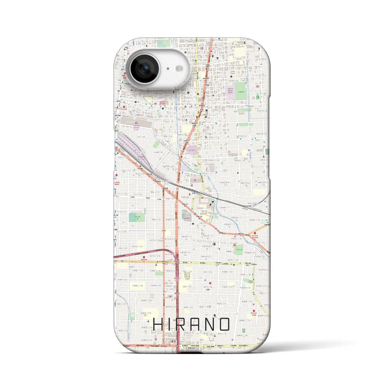 【平野(大阪府)】地図柄iPhoneケース(バックカバータイプ)