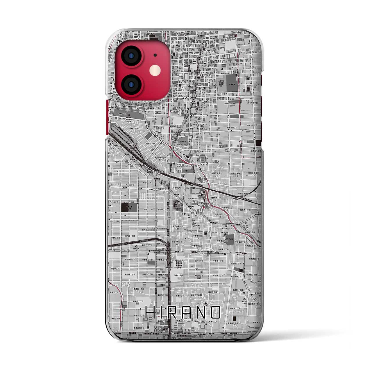 【平野(大阪府)】地図柄iPhoneケース(クリアタイプ)