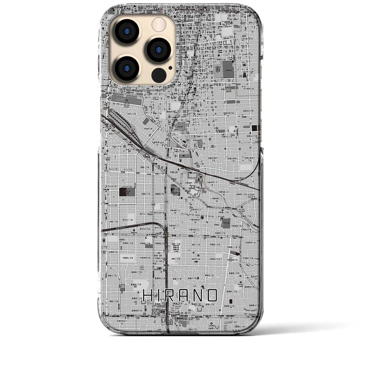 【平野(大阪府)】地図柄iPhoneケース(クリアタイプ)