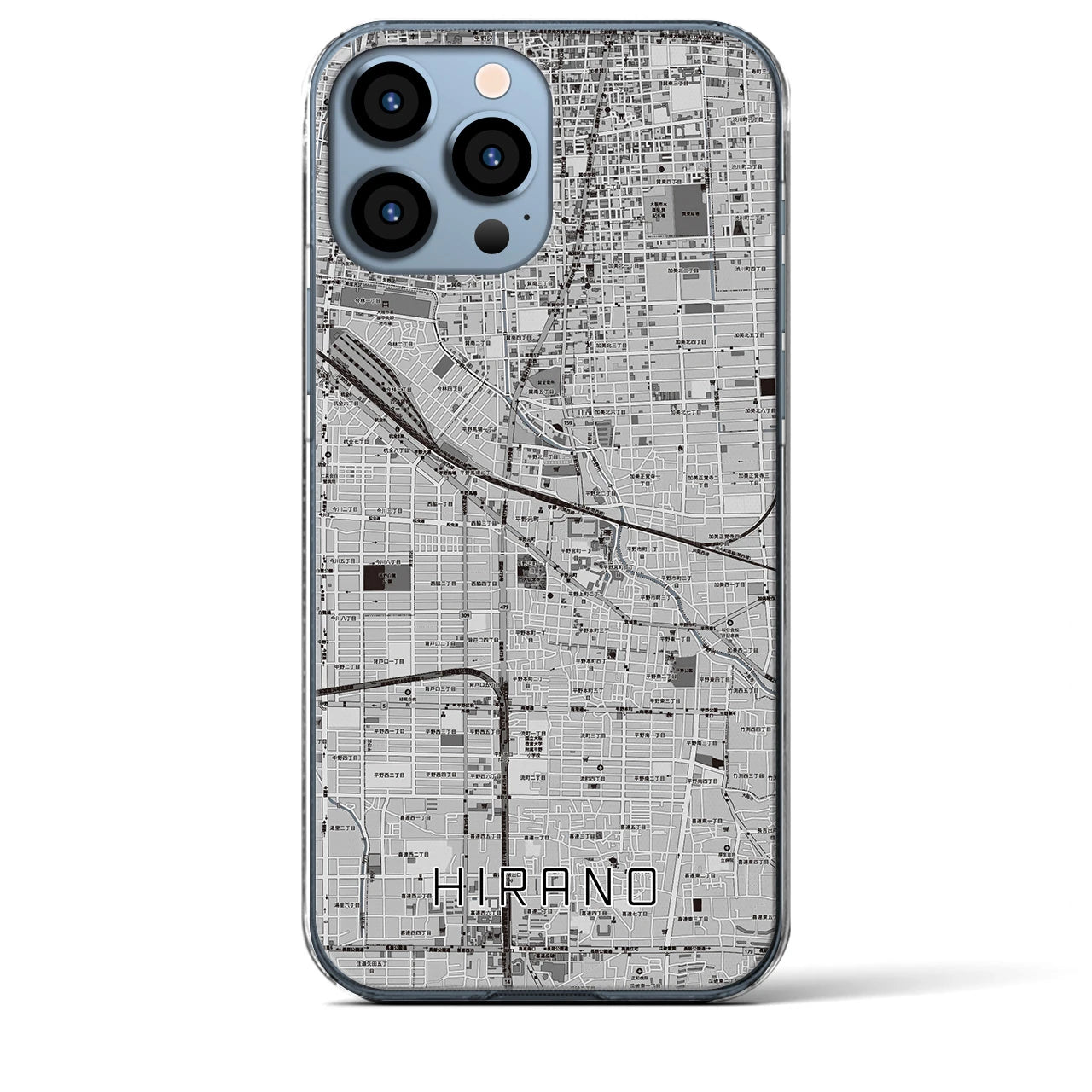 【平野(大阪府)】地図柄iPhoneケース(クリアタイプ)