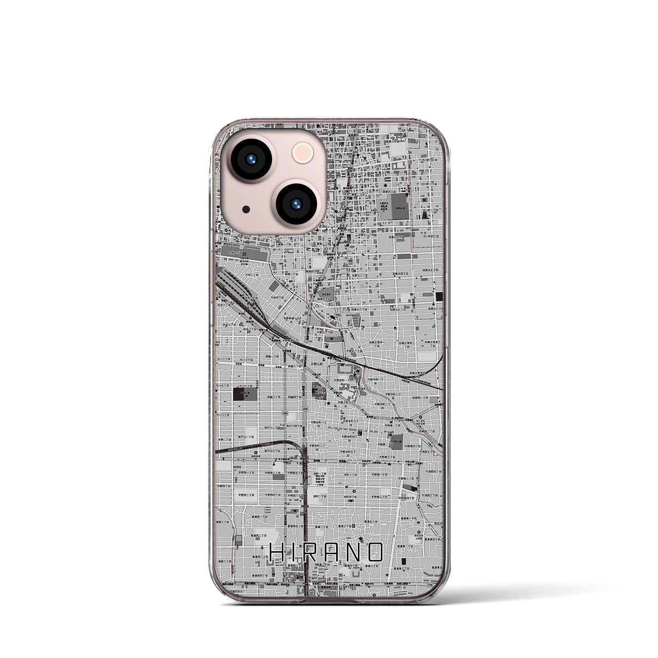 【平野(大阪府)】地図柄iPhoneケース(クリアタイプ)