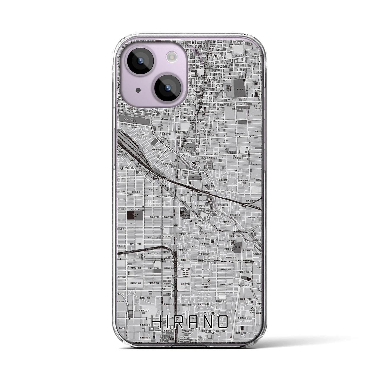 【平野(大阪府)】地図柄iPhoneケース(クリアタイプ)