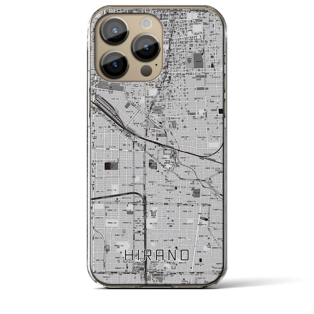 【平野(大阪府)】地図柄iPhoneケース(クリアタイプ)