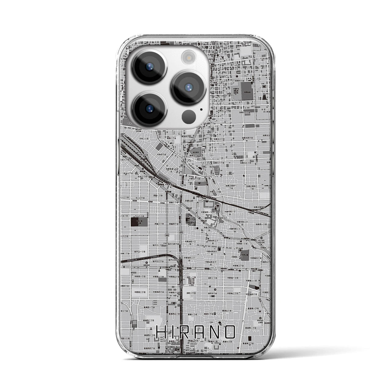 【平野(大阪府)】地図柄iPhoneケース(クリアタイプ)