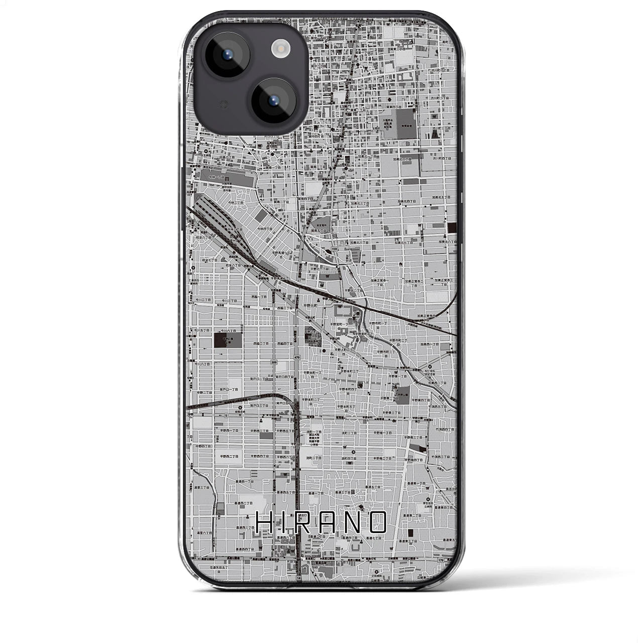 【平野(大阪府)】地図柄iPhoneケース(クリアタイプ)