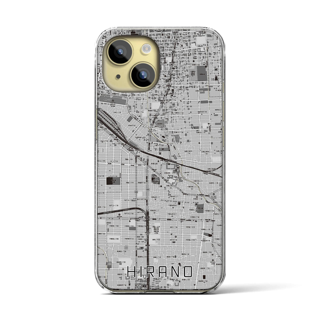 【平野(大阪府)】地図柄iPhoneケース(クリアタイプ)