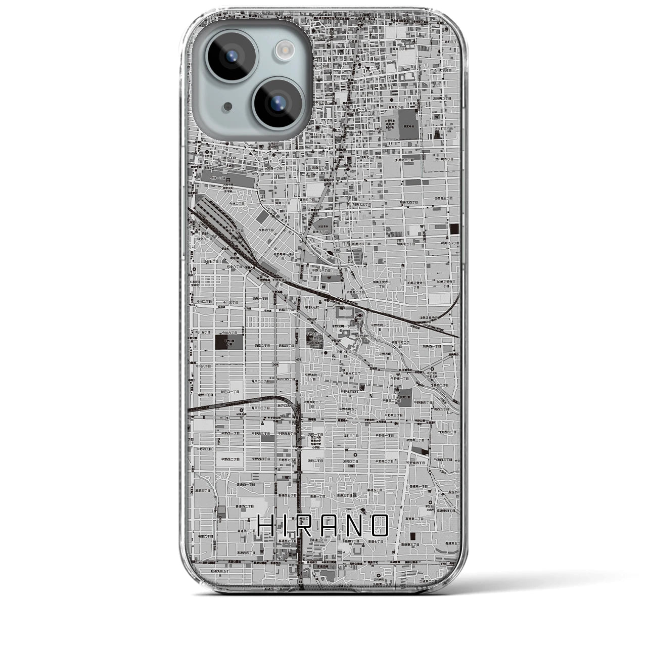 【平野(大阪府)】地図柄iPhoneケース(クリアタイプ)