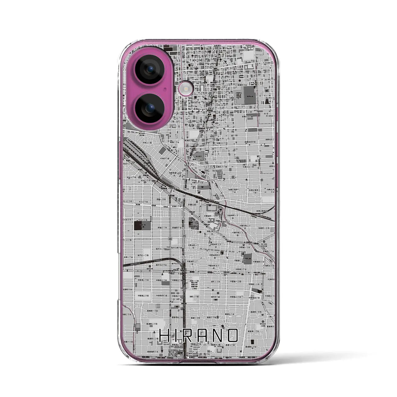 【平野(大阪府)】地図柄iPhoneケース(クリアタイプ)
