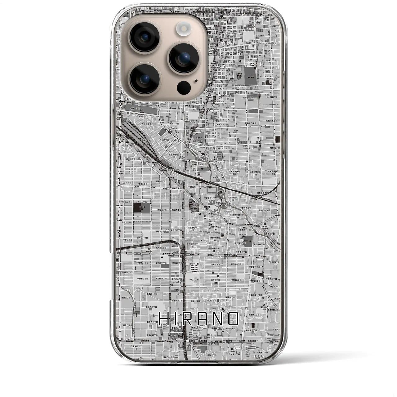 【平野(大阪府)】地図柄iPhoneケース(クリアタイプ)