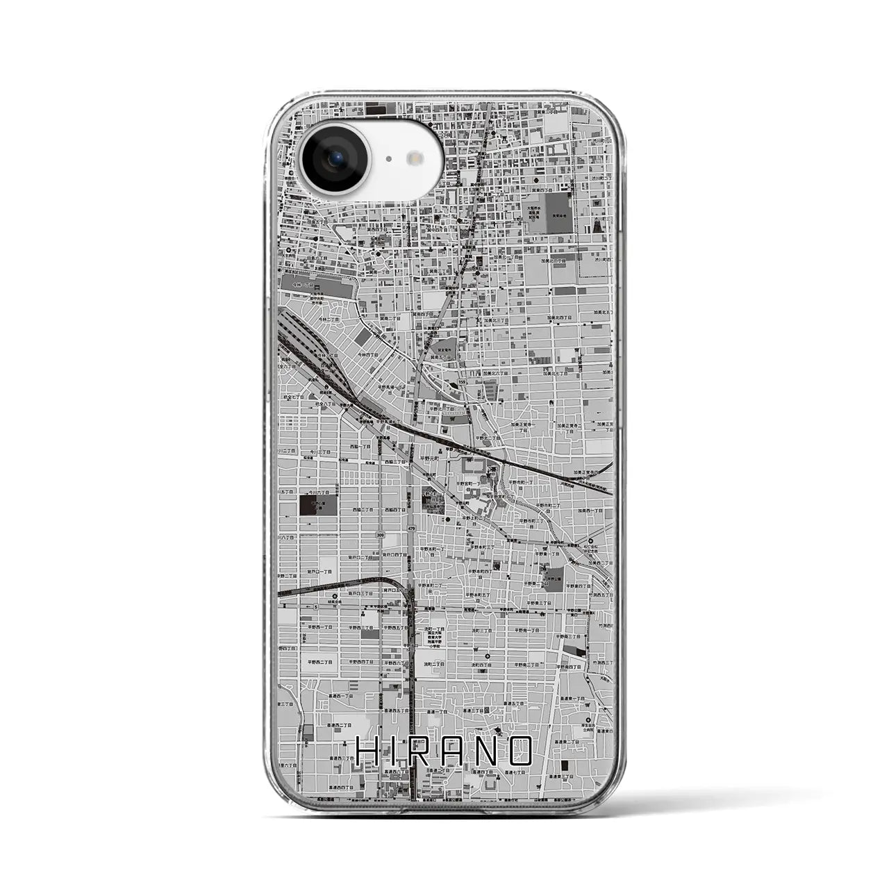 【平野(大阪府)】地図柄iPhoneケース(クリアタイプ)