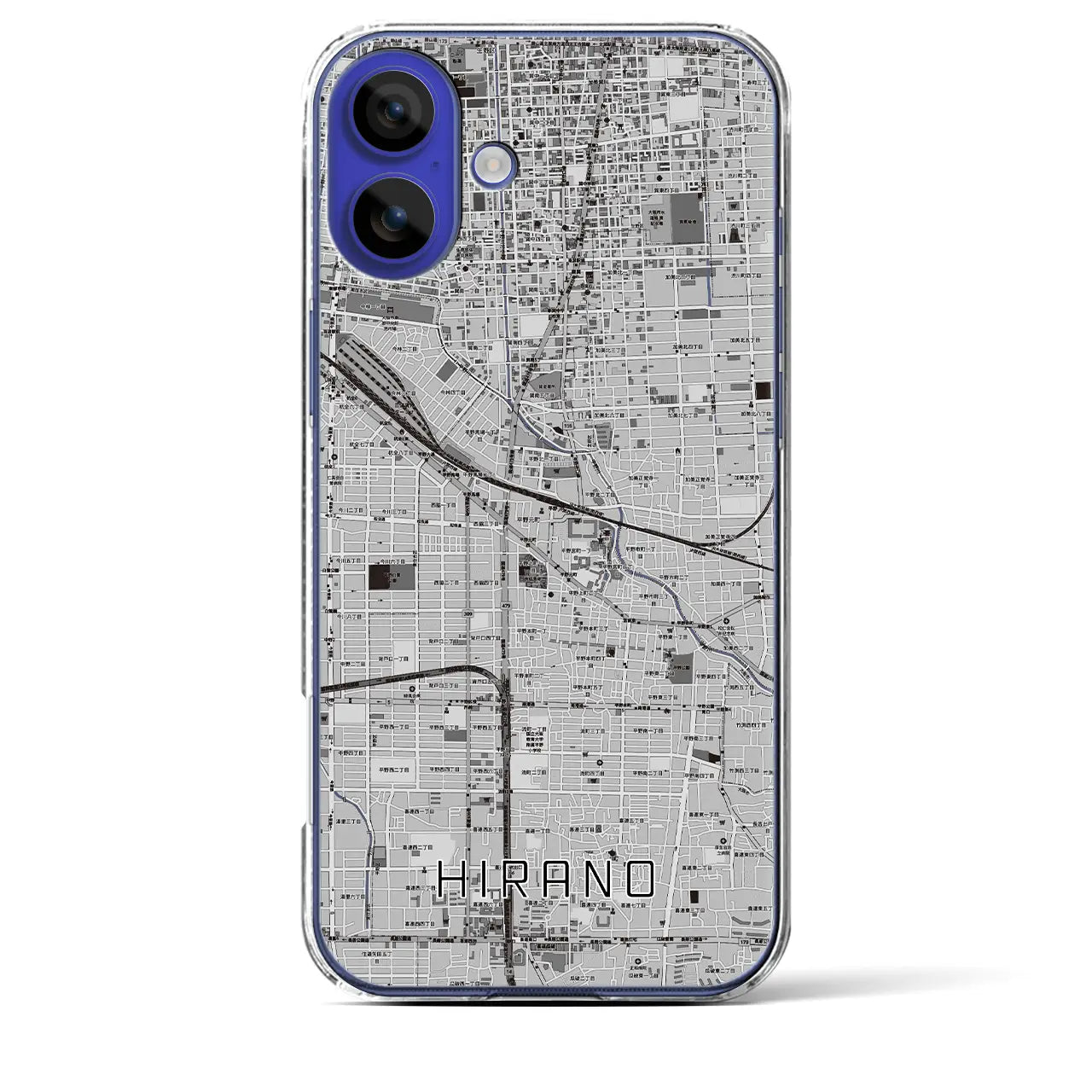 【平野(大阪府)】地図柄iPhoneケース(クリアタイプ)