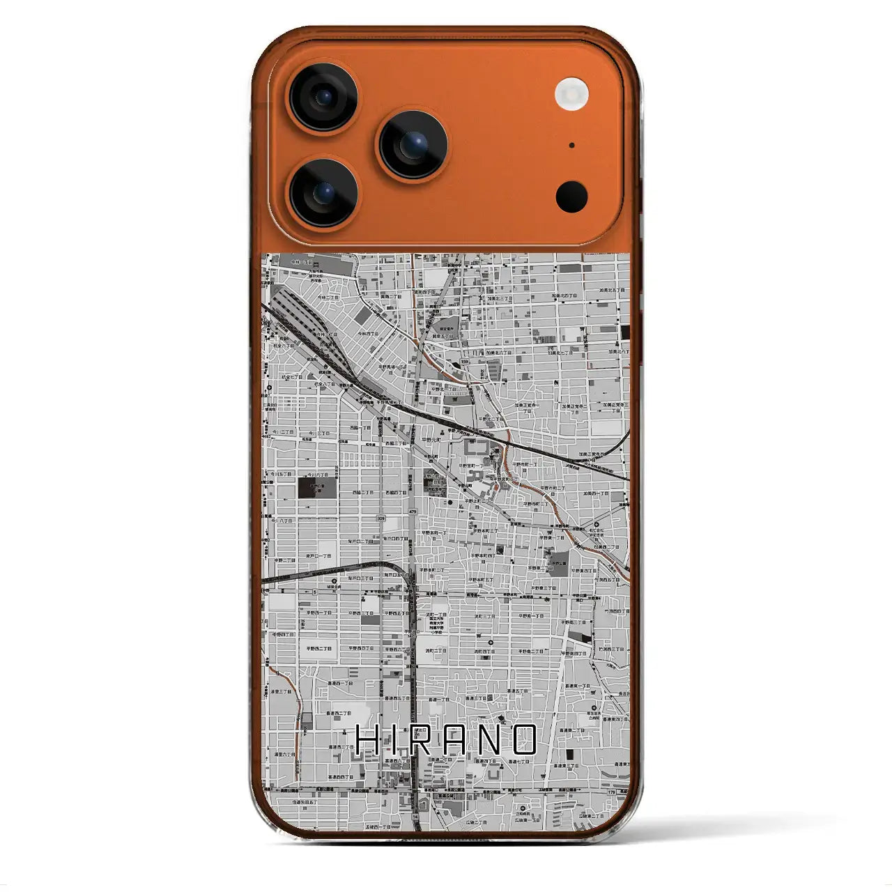 【平野(大阪府)】地図柄iPhoneケース(クリアタイプ)