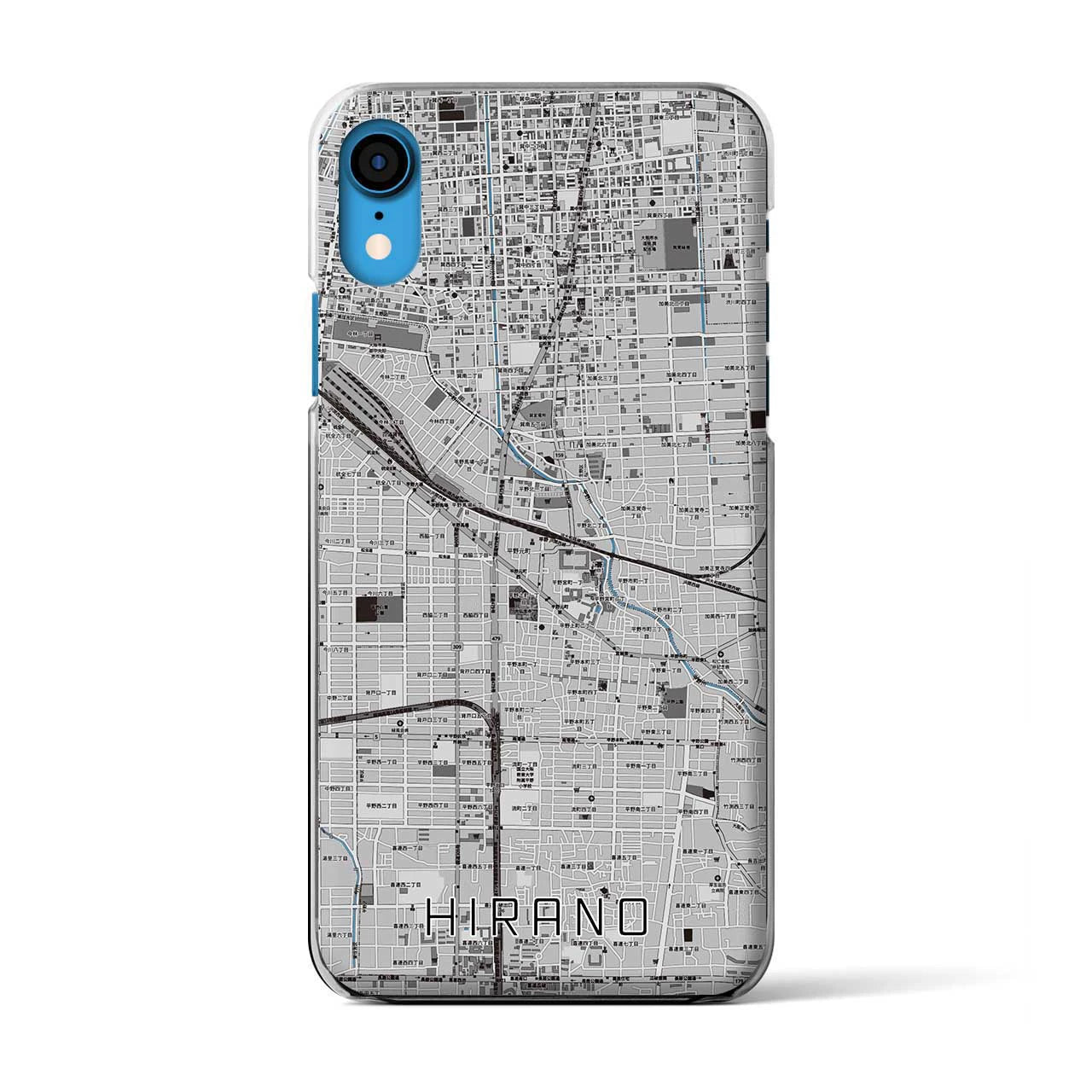 【平野(大阪府)】地図柄iPhoneケース(クリアタイプ)