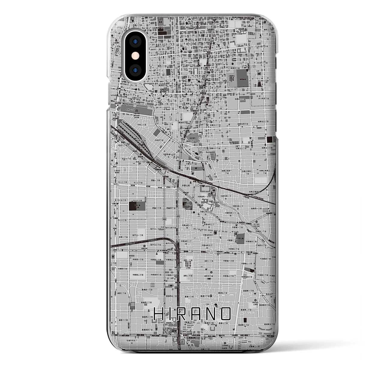 【平野(大阪府)】地図柄iPhoneケース(クリアタイプ)