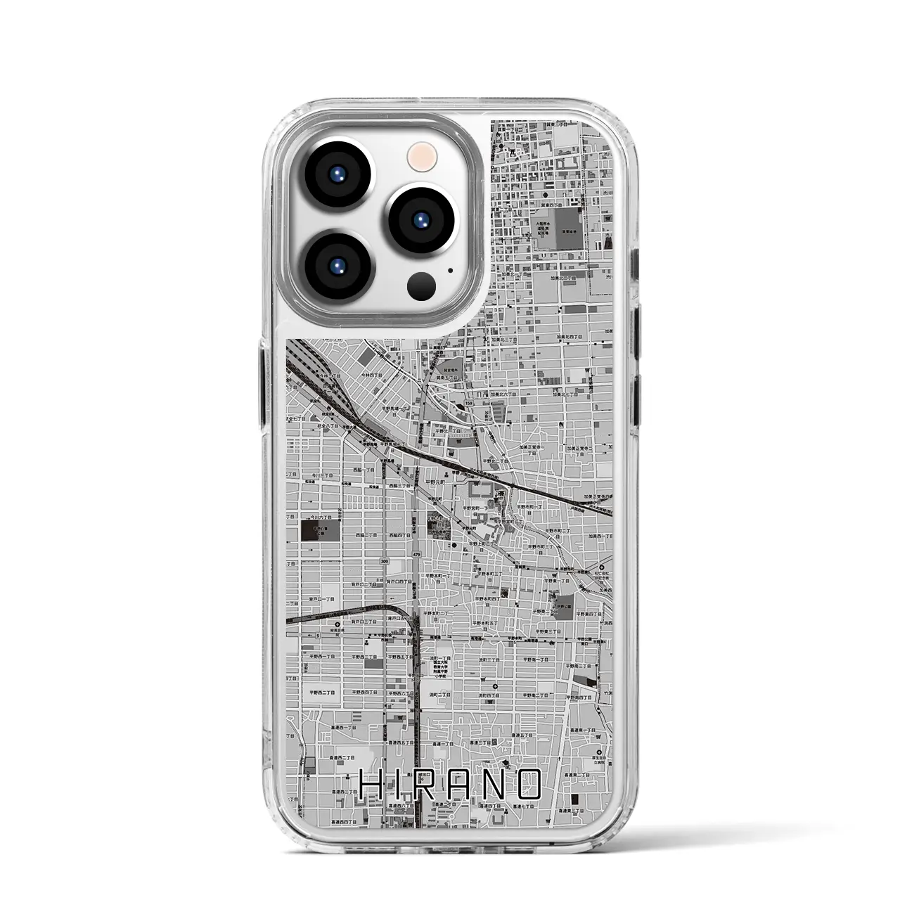 【平野(大阪府)】地図柄iPhoneケース(MagSafeタイプ)