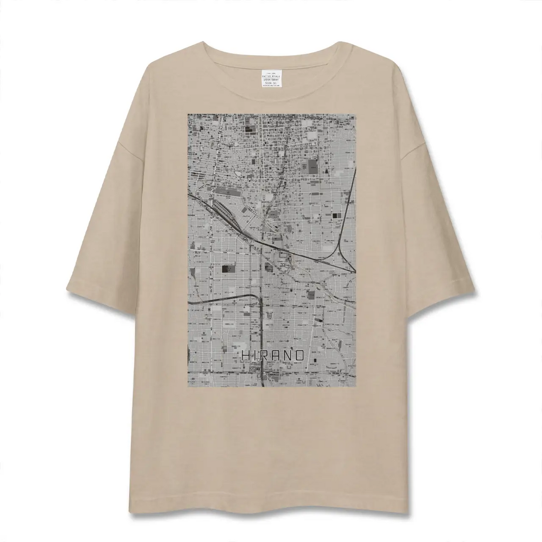 【平野(大阪府)】地図柄ビッグシルエットTシャツ