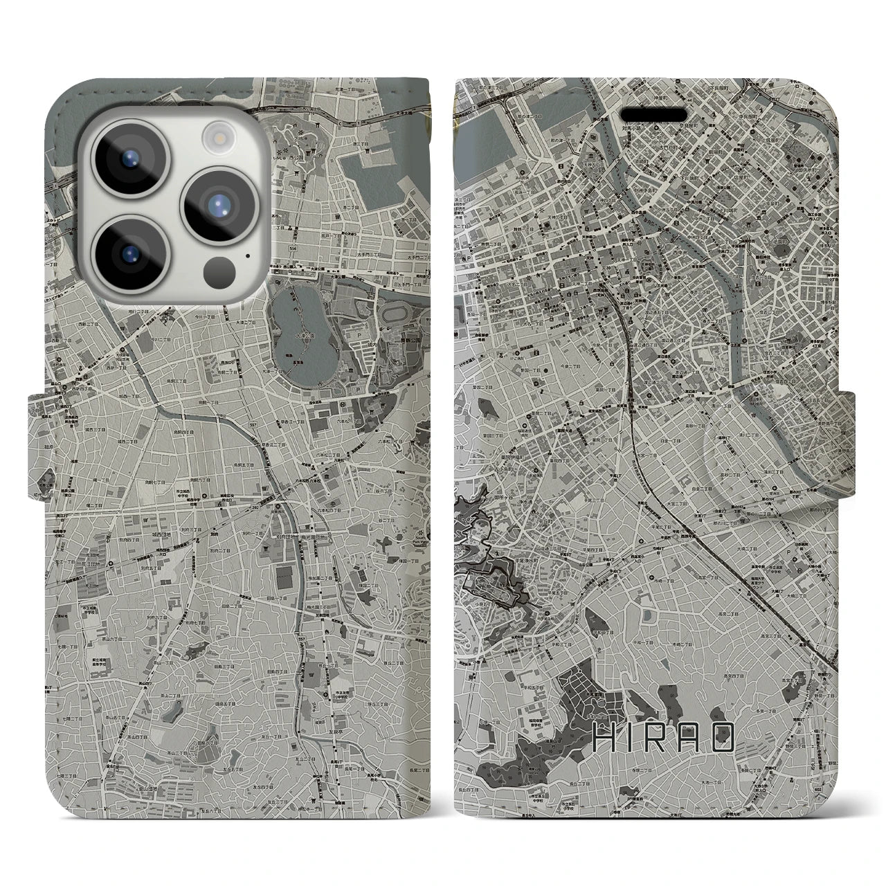 【平尾(福岡県)】地図柄iPhoneケース(手帳タイプ)