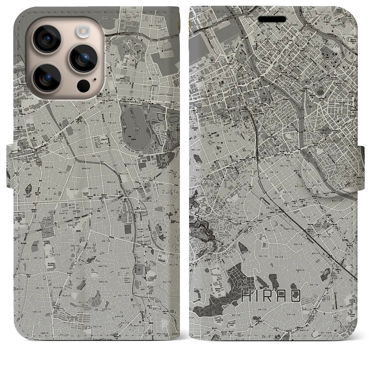 【平尾(福岡県)】地図柄iPhoneケース(手帳タイプ)