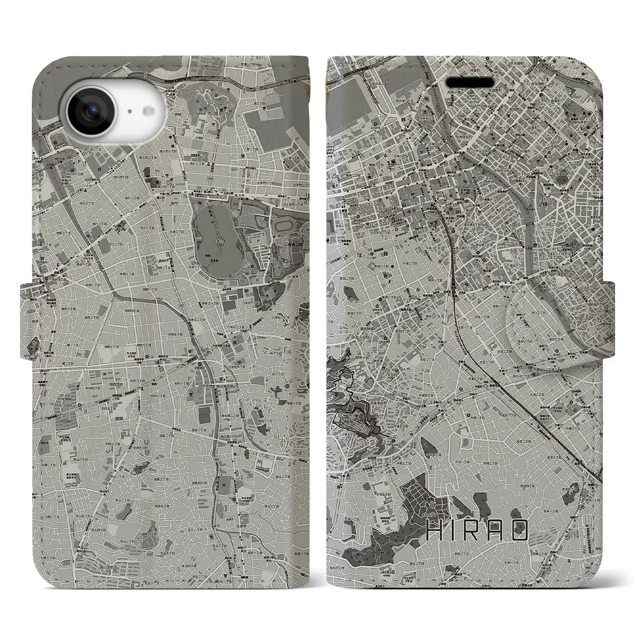 【平尾(福岡県)】地図柄iPhoneケース(手帳タイプ)