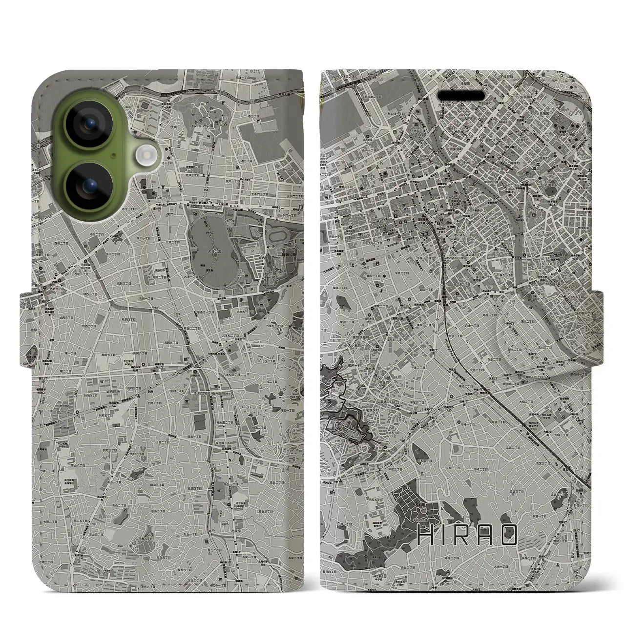 【平尾(福岡県)】地図柄iPhoneケース(手帳タイプ)