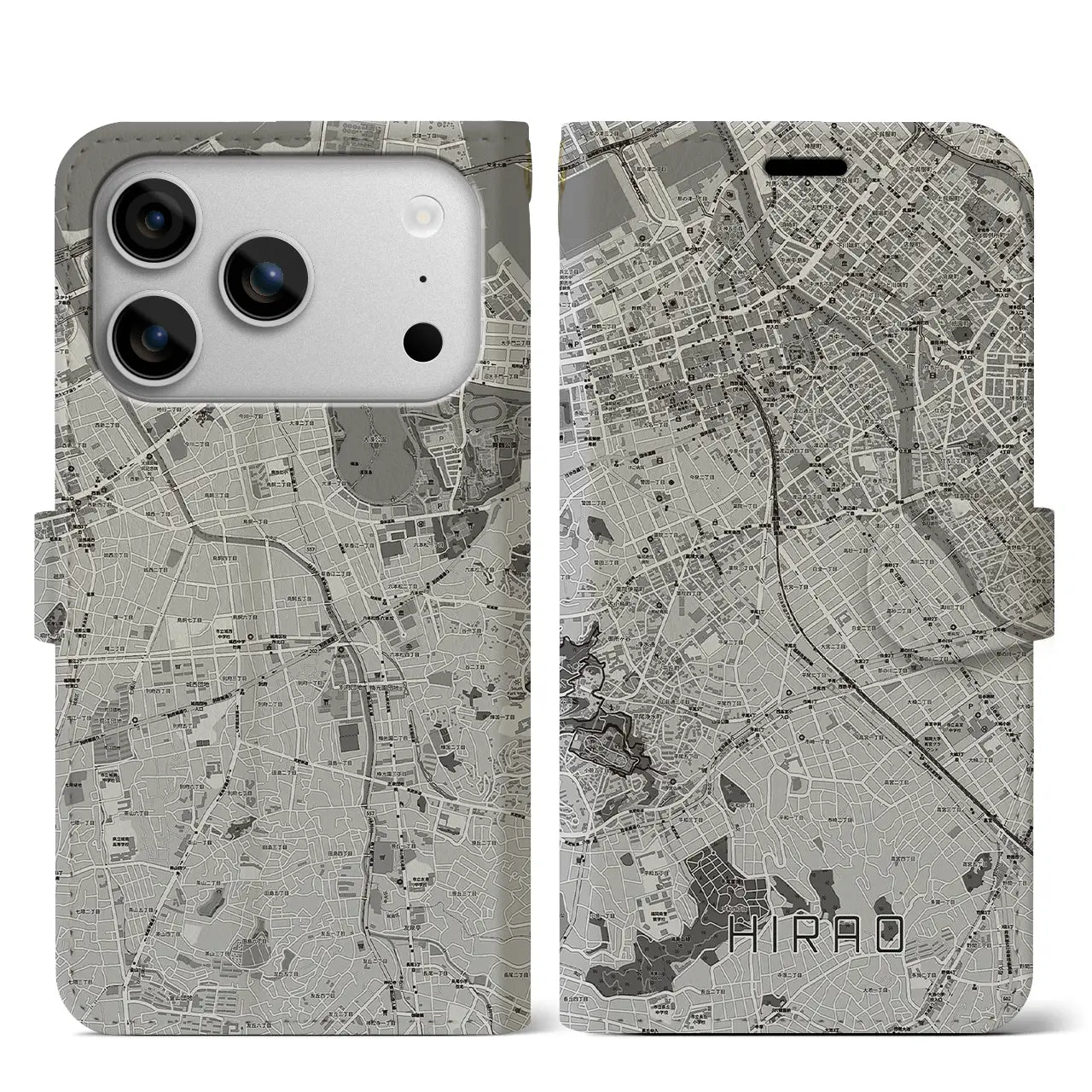 【平尾(福岡県)】地図柄iPhoneケース(手帳タイプ)