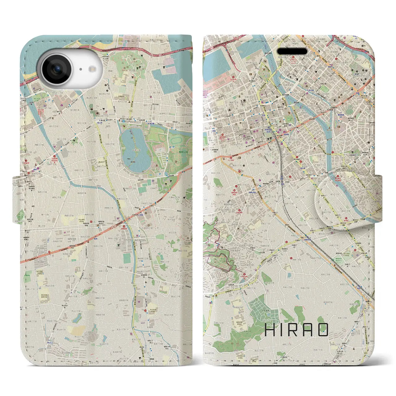 【平尾(福岡県)】地図柄iPhoneケース(手帳タイプ)