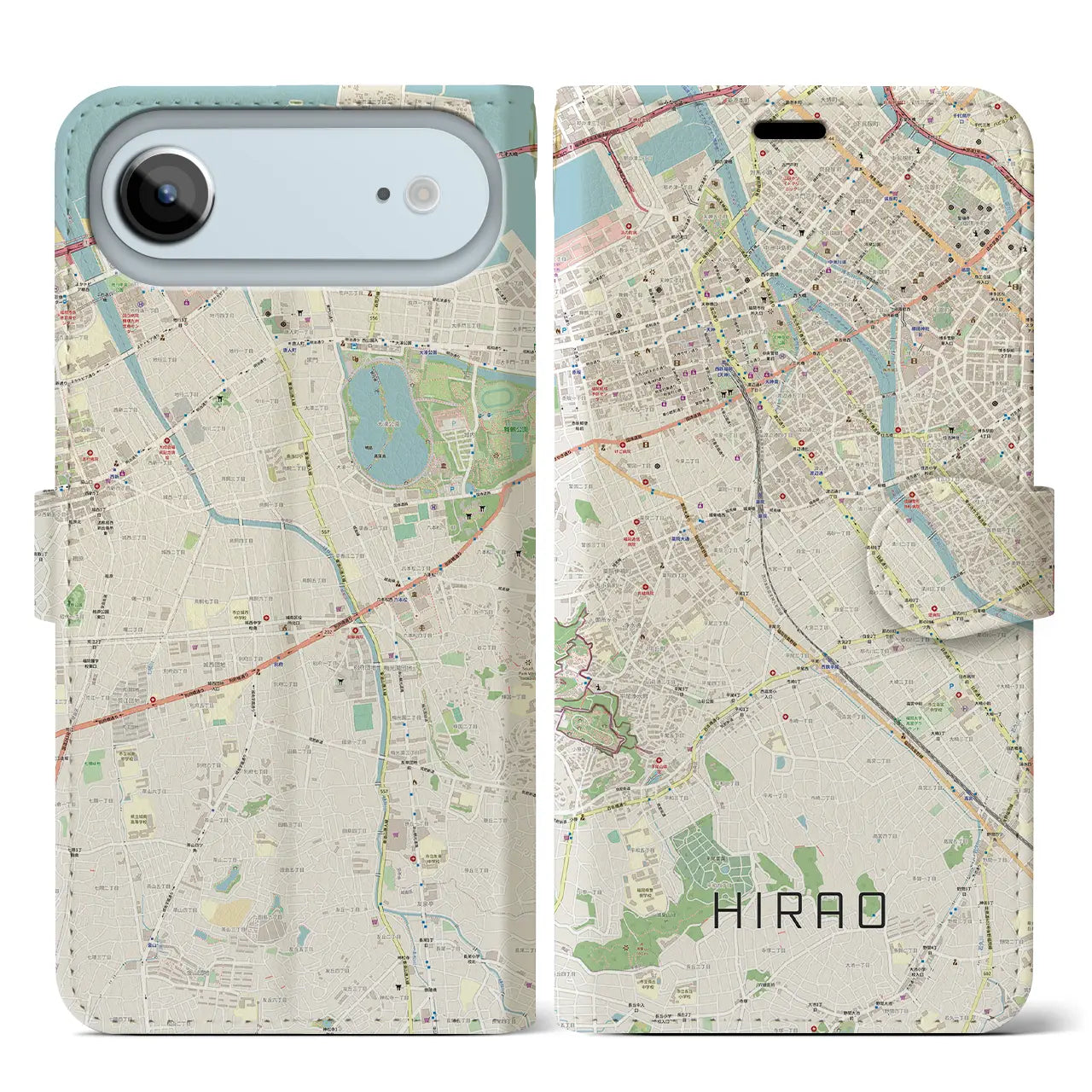 【平尾(福岡県)】地図柄iPhoneケース(手帳タイプ)