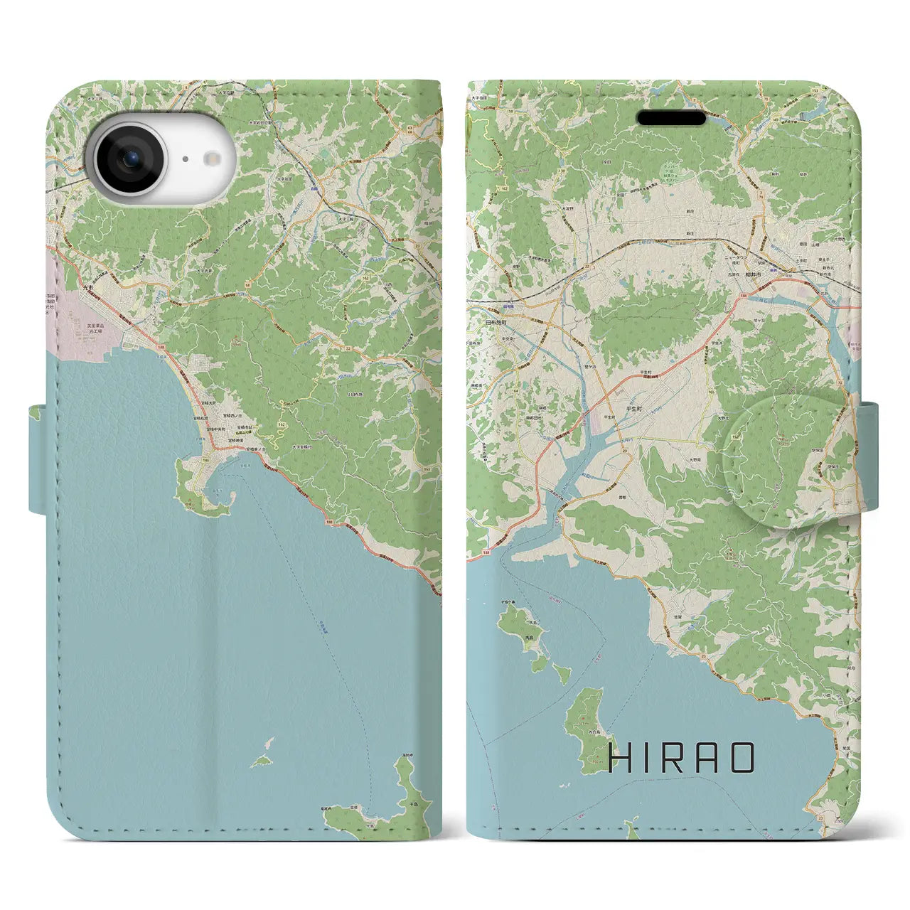 【平生(山口県)】地図柄iPhoneケース(手帳タイプ)