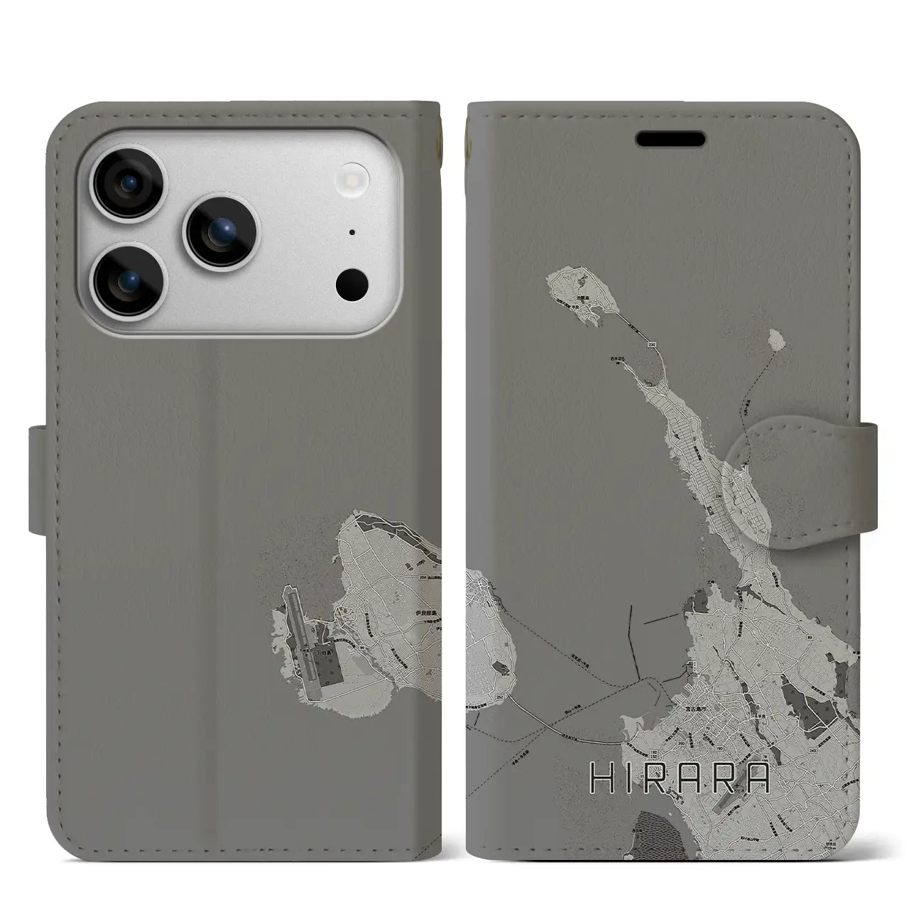 【平良(沖縄県)】地図柄iPhoneケース(手帳タイプ)