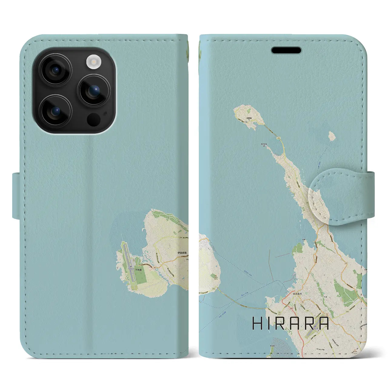 【平良(沖縄県)】地図柄iPhoneケース(手帳タイプ)ナチュラル・iPhone 16 用