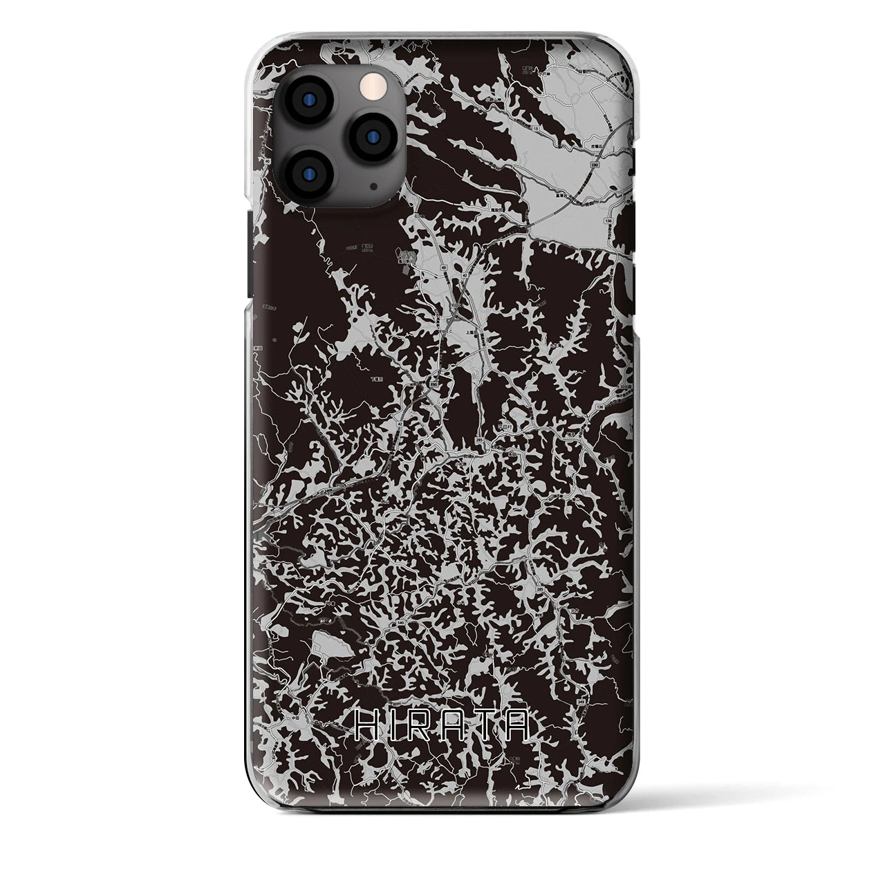 【平田(福島県)】地図柄iPhoneケース(クリアタイプ)モノトーン・iPhone 11 Pro Max 用