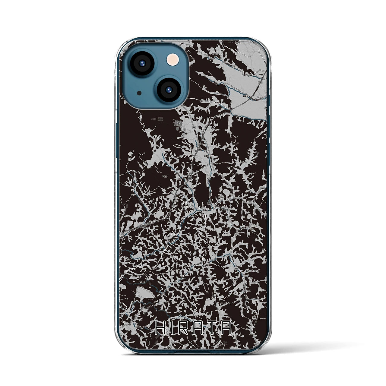 【平田(福島県)】地図柄iPhoneケース(クリアタイプ)モノトーン・iPhone 13 用