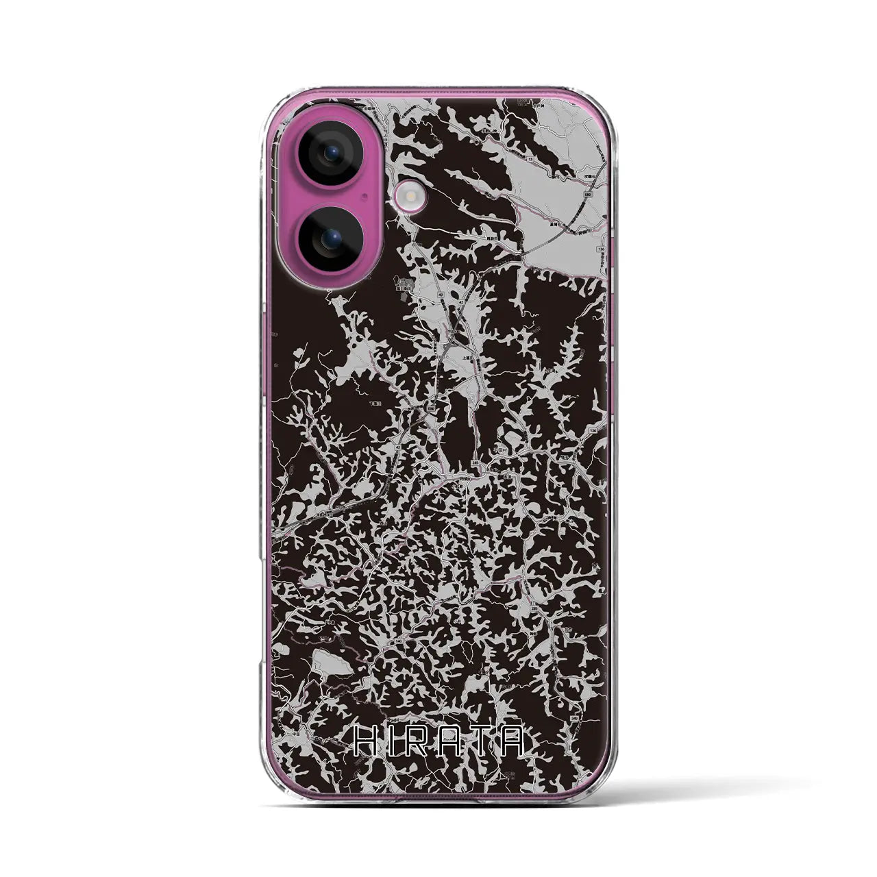 【平田(福島県)】地図柄iPhoneケース(クリアタイプ)モノトーン・iPhone 16 Pro 用