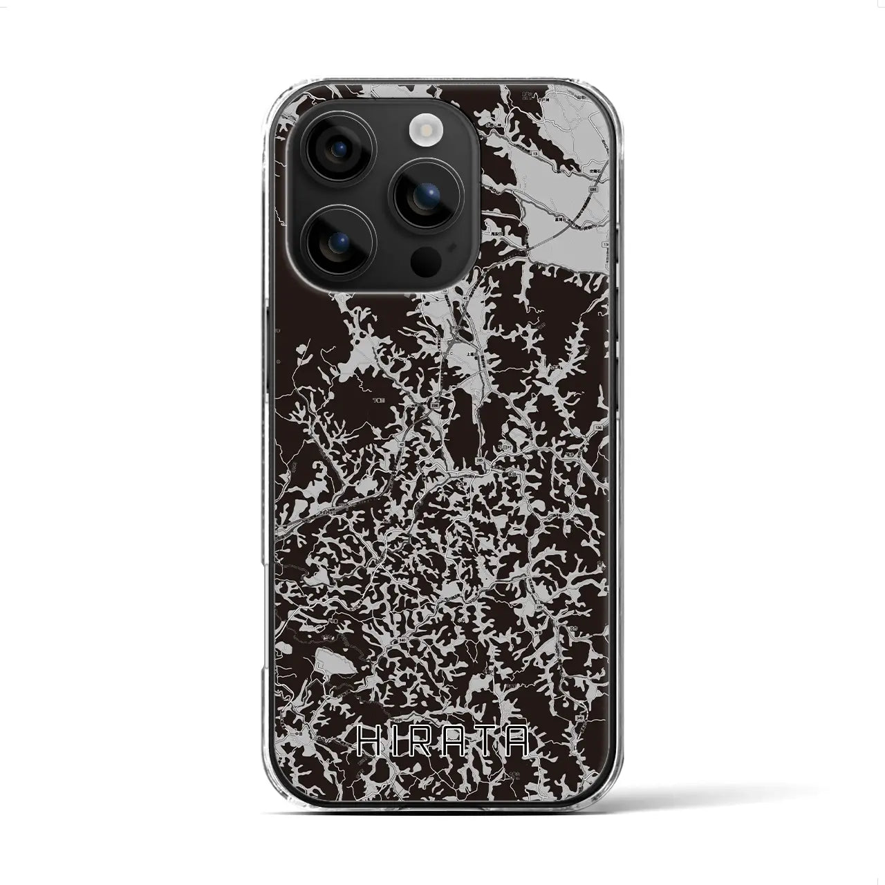 【平田(福島県)】地図柄iPhoneケース(クリアタイプ)モノトーン・iPhone 16 用